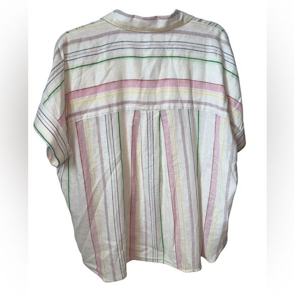 Madewell Linen-Blend Daily Shirt in Rainbow Striped Women’s Size Small - Picture 9 of 11